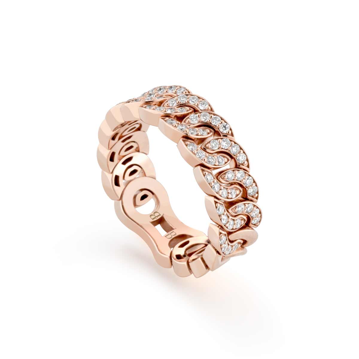 Noon thin ring in rose gold with white diamonds made by Buonocore Gioielli