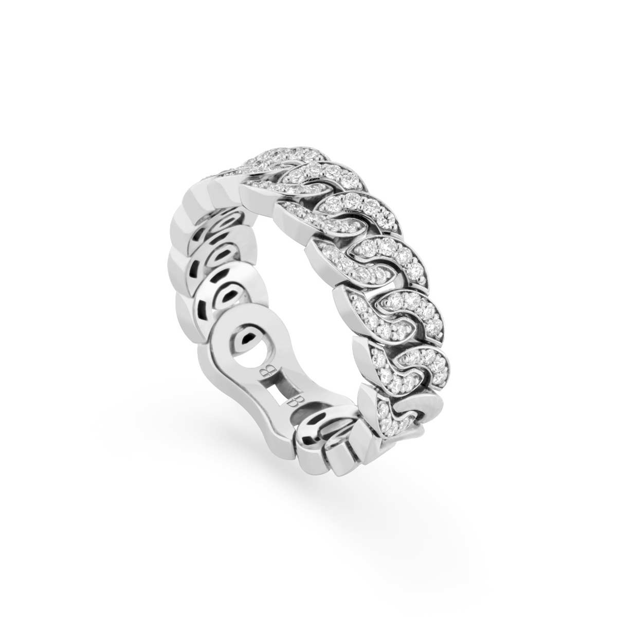 anello Noon Thin in oro bianco 18 kt con diamanti bianchi realizzato da Buonocore Gioielli