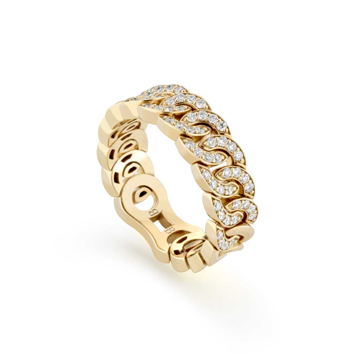 Anello Noon Thin in oro giallo con diamanti bianchi realizzato da Buonocore Gioielli