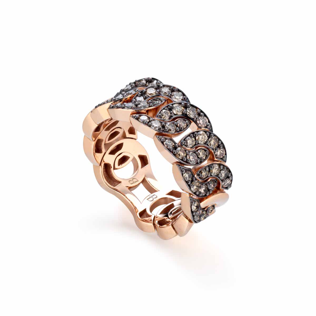 Anello Noon regular in oro rosa con diamanti brown realizzato da Buonocore Gioielli
