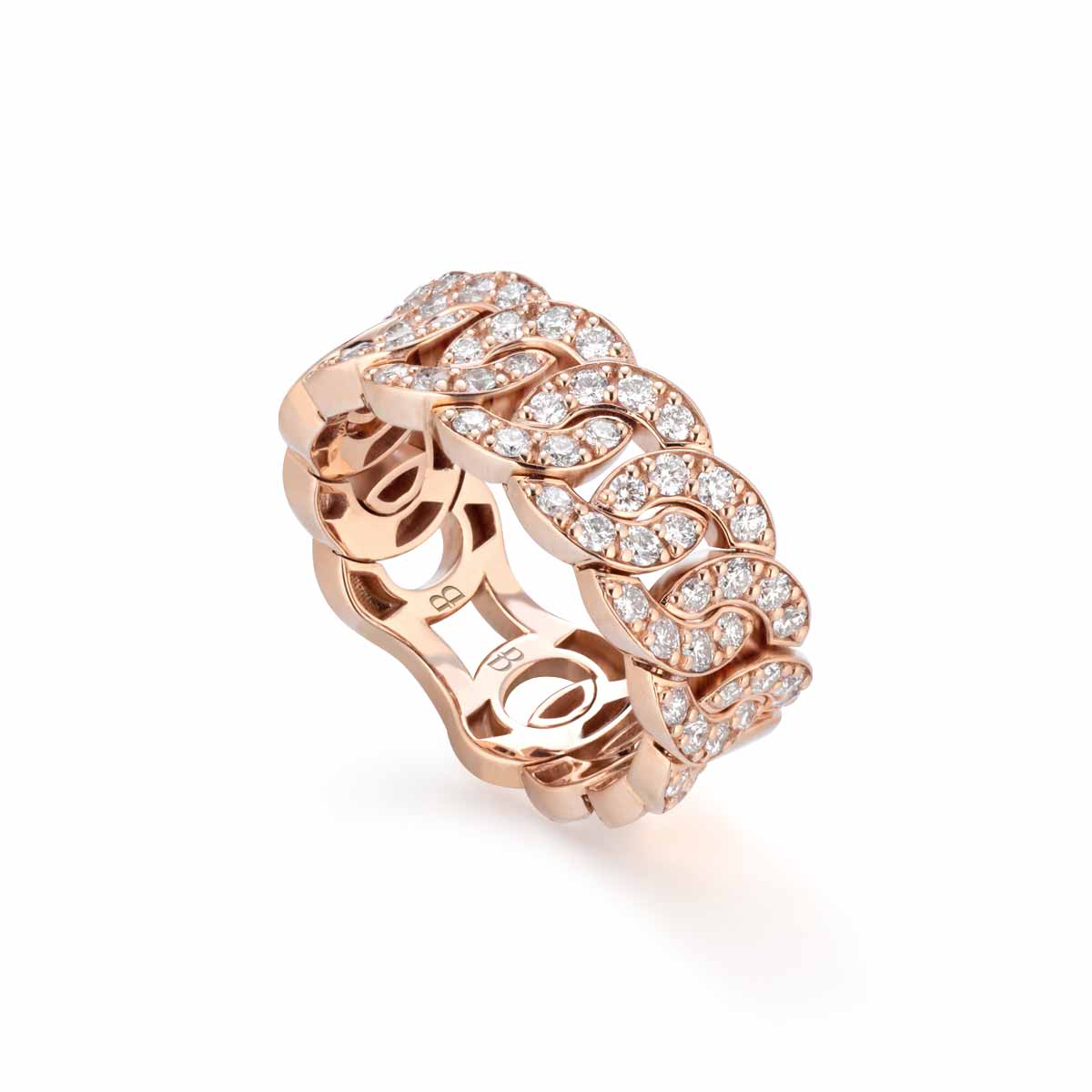 Anello Noon regular in oro rosa 18 kt con diamanti bianchi realizzato da Buonocore Gioielli