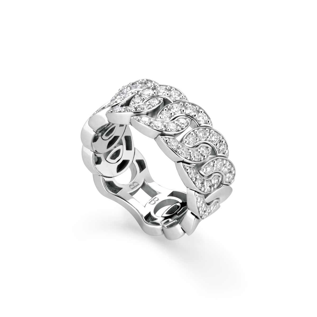 Anello Noon regular in oro bianco con diamanti bianchi realizzato da Buonocore Gioielli