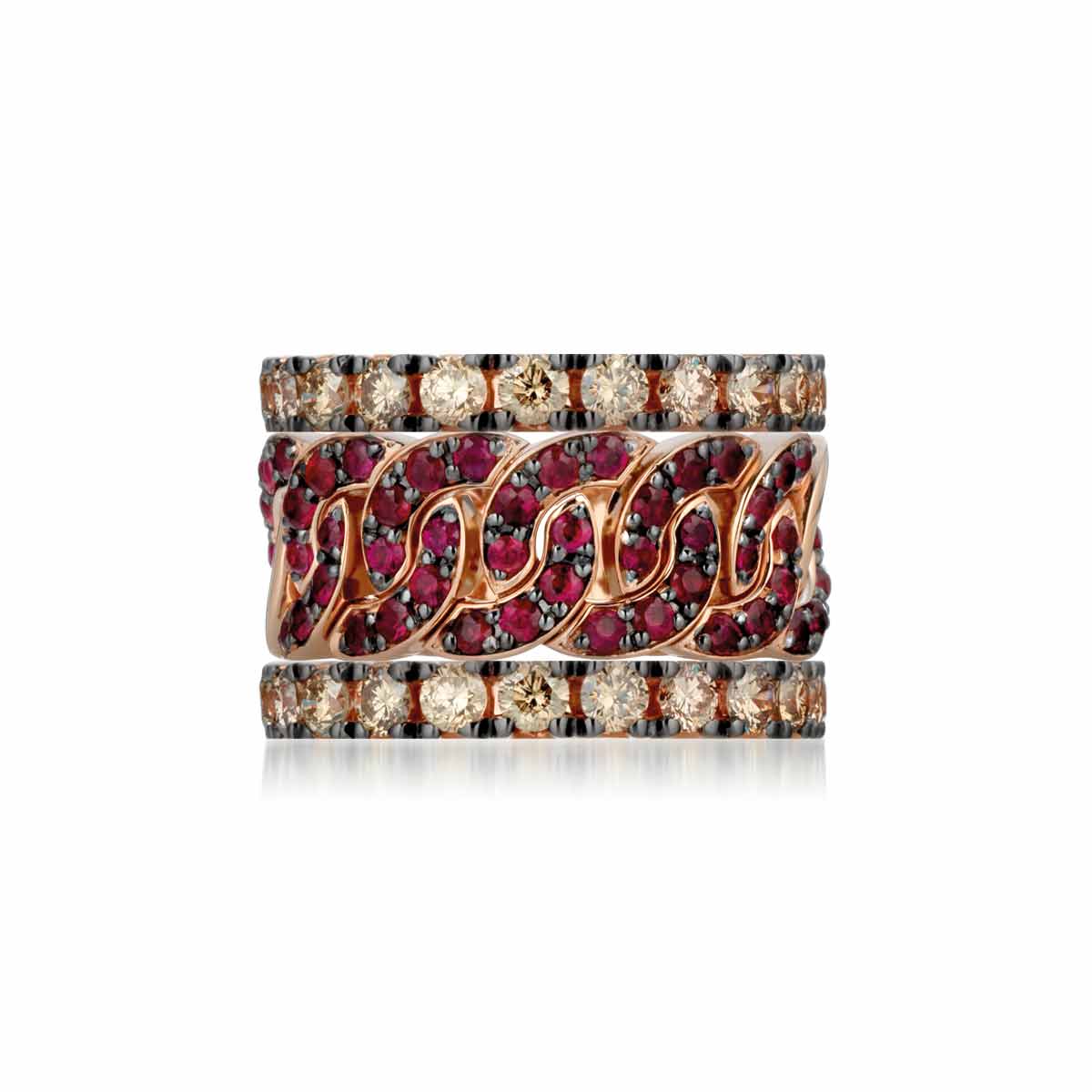 noonwear, combinazione di anelli in oro rosa di Buonocore Gioielli