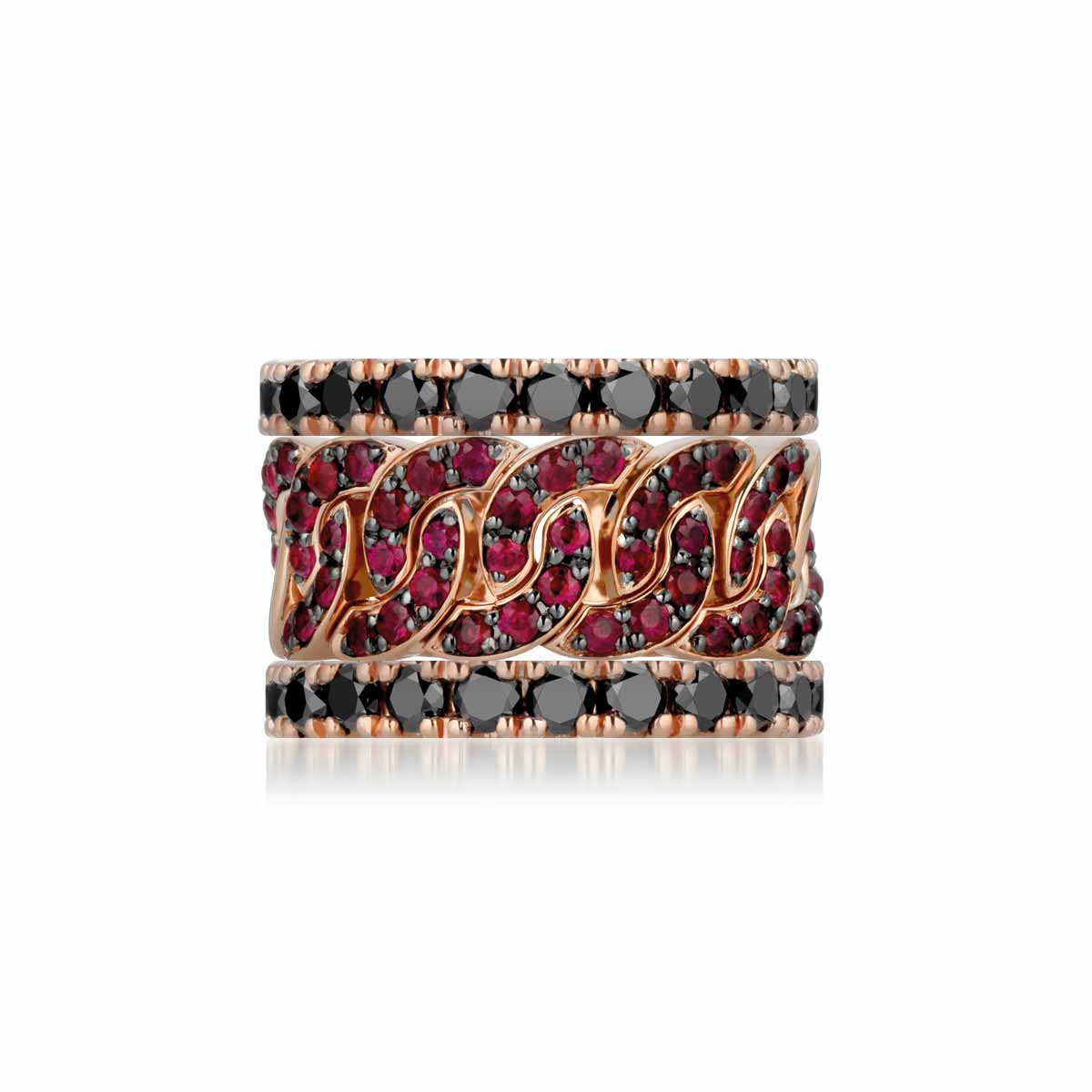 noonwear, combinazione di anelli in oro rosa di Buonocore Gioielli
