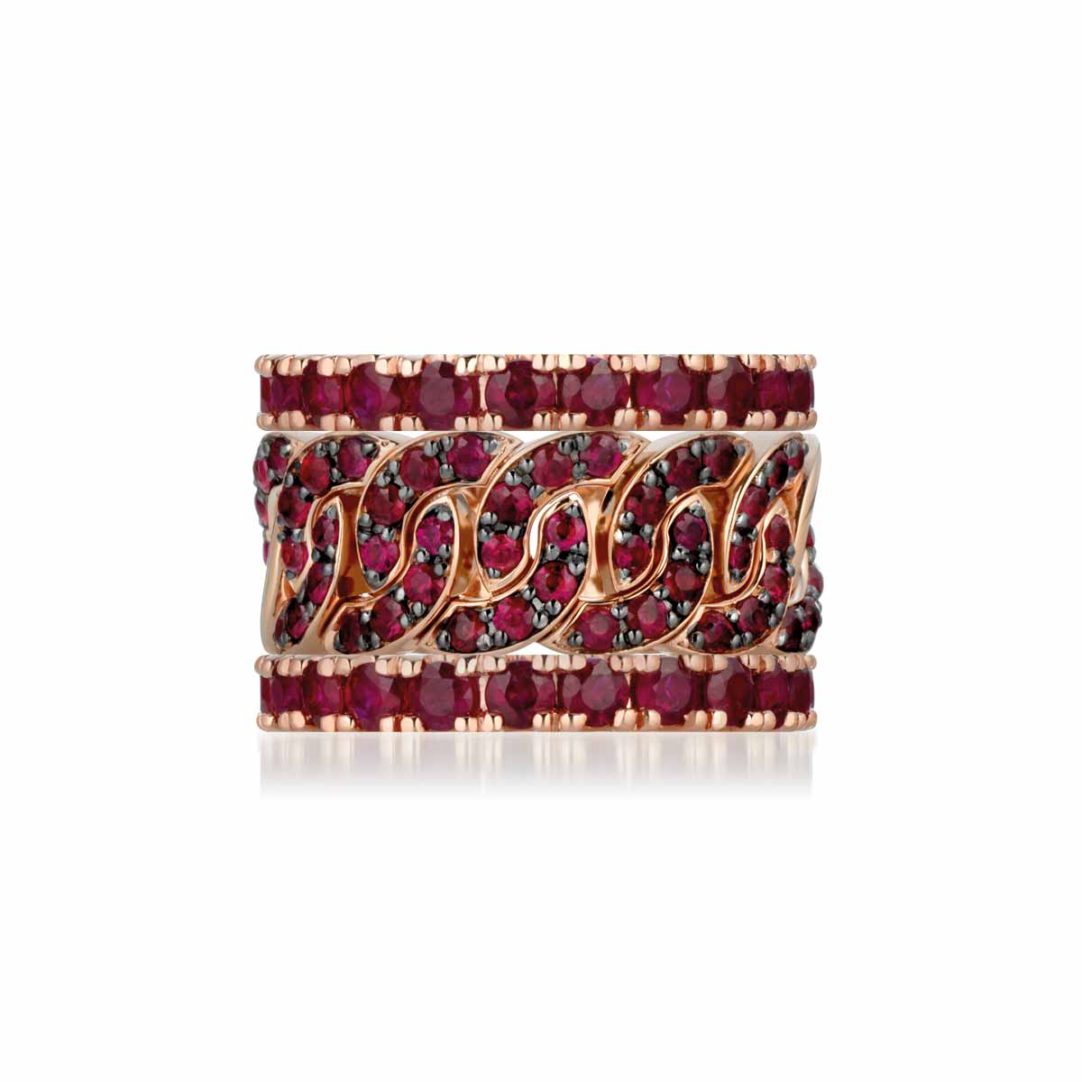noonwear, combinazione di anelli in oro rosa di Buonocore Gioielli