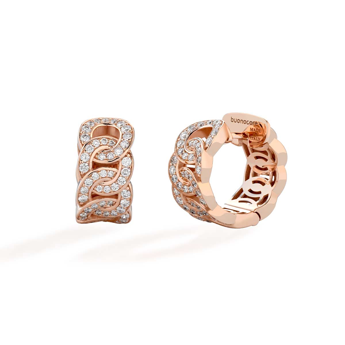 Noon earrings in rose gold with white diamonds made by Buonocore Gioielli